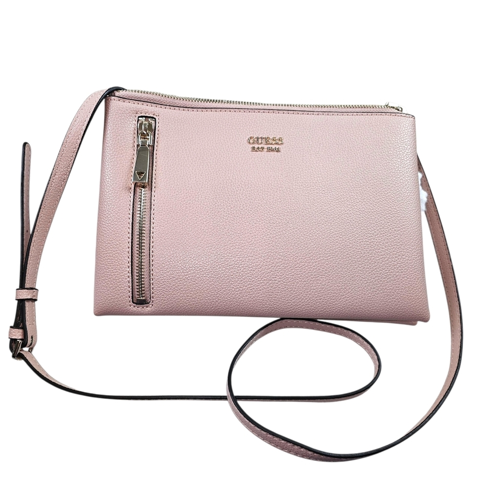 Guess NAYA Pastel Pink Double Zippered Crossbody Bag NWOB